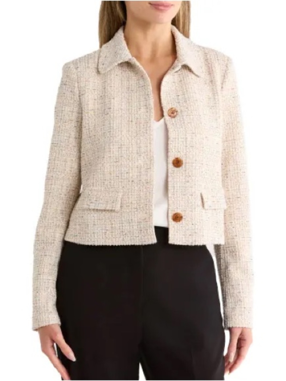 Woven Cream Cropped Jacket